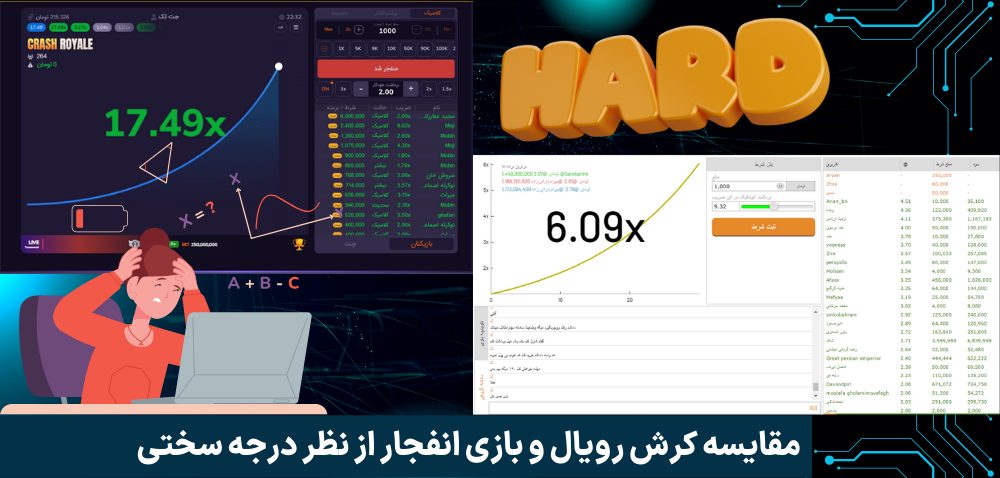 مقایسه کرش رویال و بازی انفجار از نظر درجه سختی